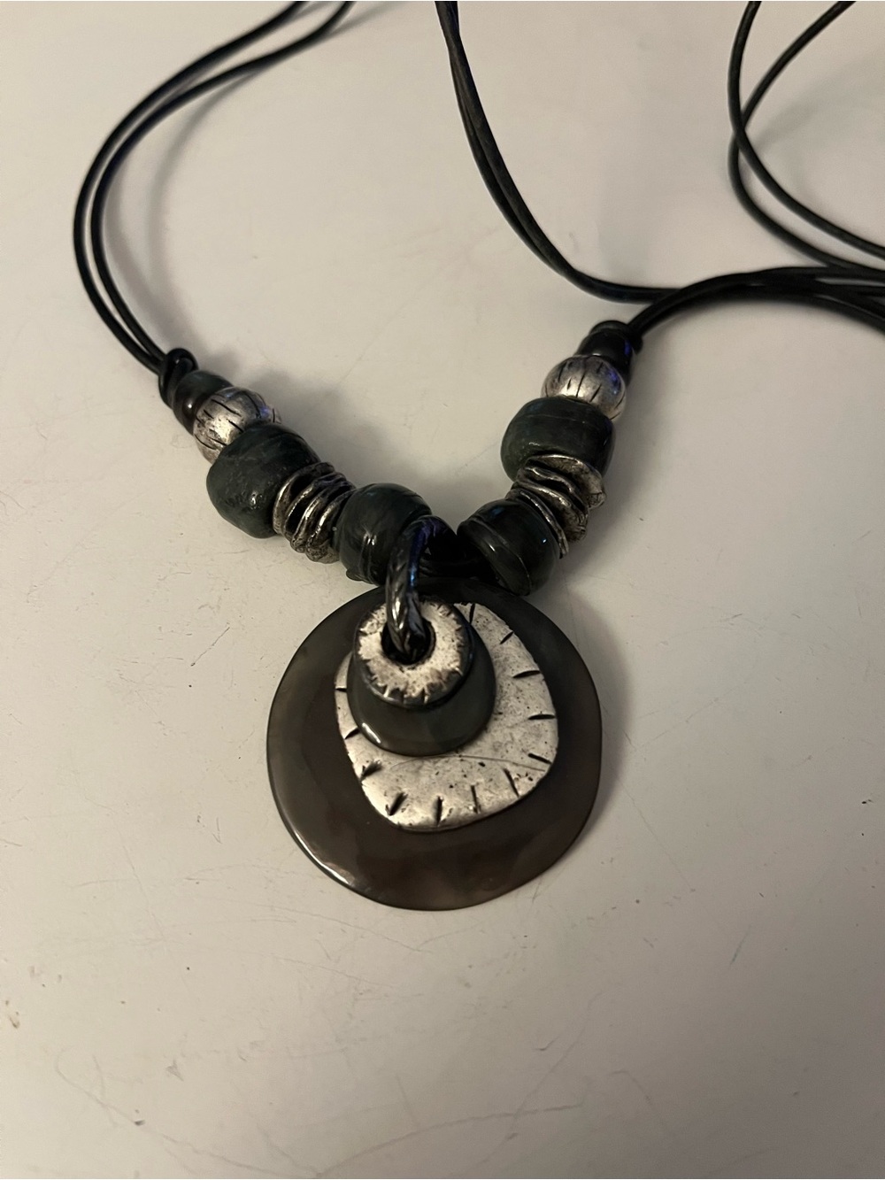 Vintage Chicos  Black and Silver Layered Pendant Necklace